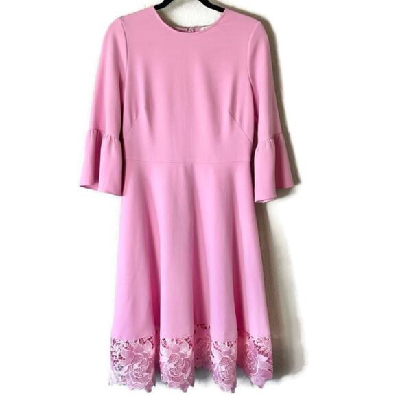 Shoshanna Pink Fit & Flare Crocheted Hem A Line Dress Size 8 - Picture 1 of 9